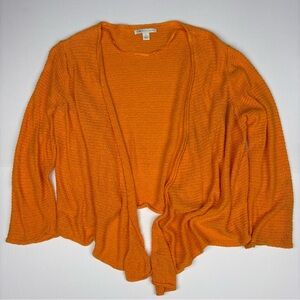Cato Women Large Sweater Knit Orange Open Front Lightweight Spring Summer Rayon